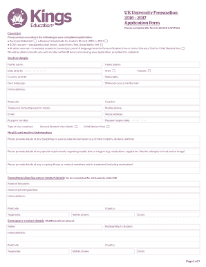 UK University Preparation Application Form