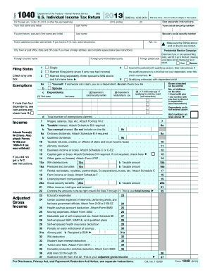 US Individual Income Tax Return 2013