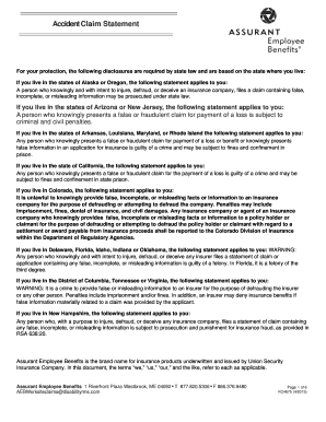 Accident Claim Statement Form
