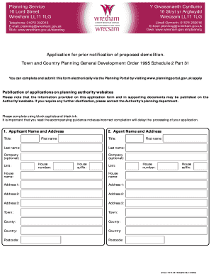 UK Demolition Prior Notification Application
