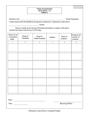 Notice of Nomination for Gram Panchayat Election