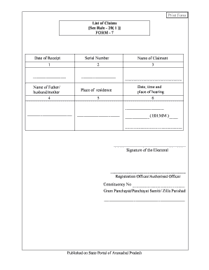 Arunachal Pradesh Electoral Claim Form