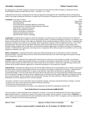 Patient Consent Form for Acupuncture Treatment
