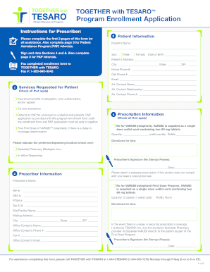 TOGETHER with TESARO Program Enrollment Application