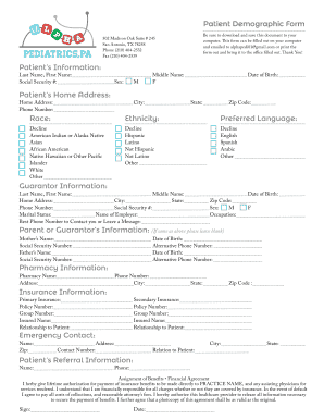 Patient Demographic Form