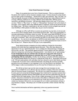 Dental Insurance Coverage Agreement