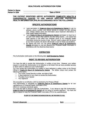 Healthcare Authorization Form