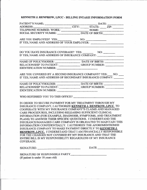 Billing Intake Information Form