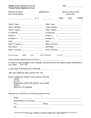 Visiting Patient Registration Form