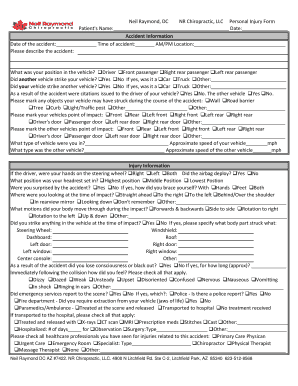 Personal Injury Form for Chiropractic Treatment