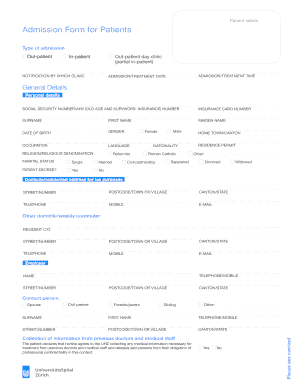 Patient Admission Form