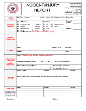 Incident Injury Insurance Report
