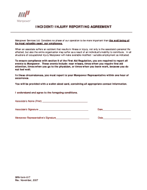 Incident Injury Reporting Agreement
