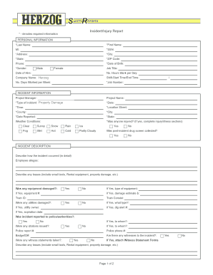 Incident Injury Report Form