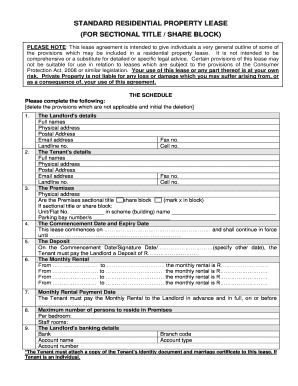 Standard Residential Property Lease Agreement