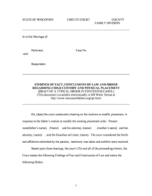 Wisconsin Child Custody Order