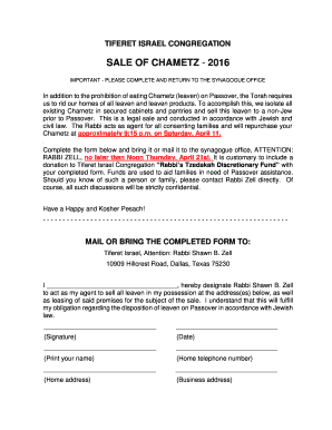 Fillable Online tiferetisrael Chametz Formdocx - tiferetisrael Fax ...