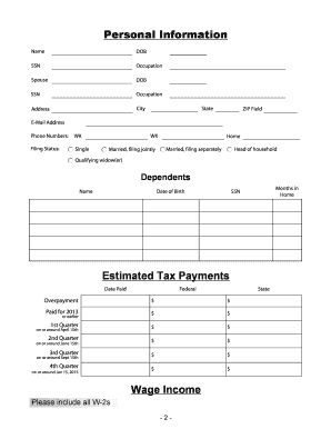 2014 Income Tax Data Organizer