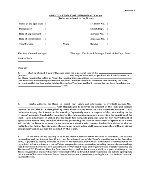 State Bank of India Personal Loan Application