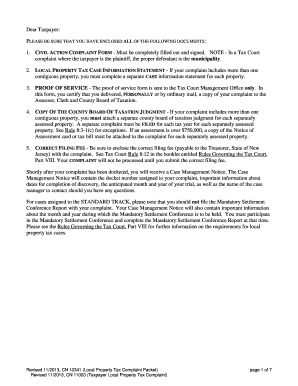 New Jersey Local Property Tax Complaint Form