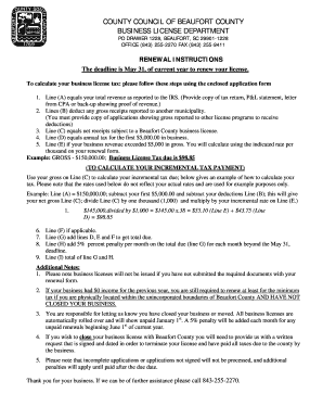 Beaufort County Business License Renewal Form