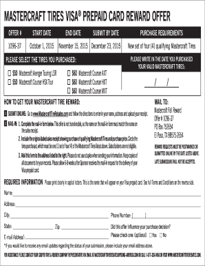 Mastercraft Tires Visa Prepaid Card Reward Offer