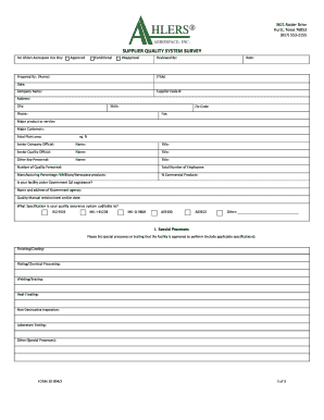 Supplier Quality System Survey