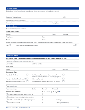 RBUA Builder Warranty Insurance Application