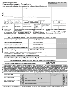 USPS Periodicals Postage Statement Form
