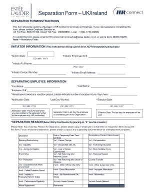 UK/Ireland Employee Separation Form