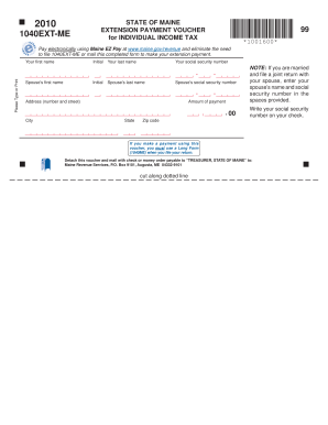 Maine 1040EXT-ME Extension Payment Voucher