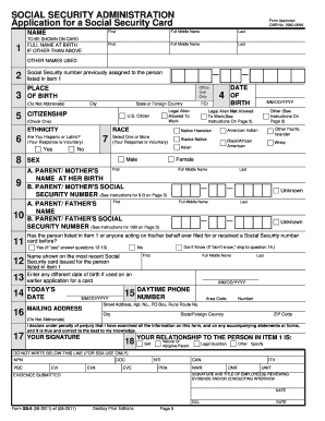 Social Security Card Application Form