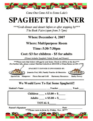 Spaghetti Dinner Flyer - stonelakeptoorg