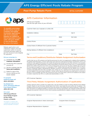 APS Energy Efficient Pools Rebate Form
