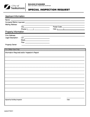 Special Inspection Request Form