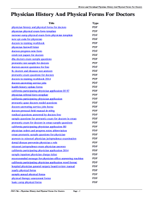 Physician History And Physical Form