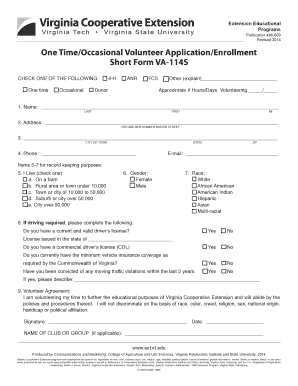 Virginia Cooperative Extension Volunteer Application Form