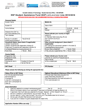 Ireland Student Assistance Fund Application Form