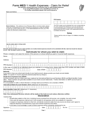 Form MED 1 Health Expenses Claim for Relief