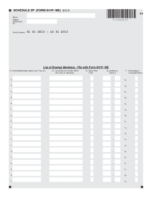 Schedule 3P Form 941P-ME 2013
