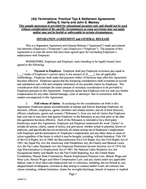Separation Agreement and General Release