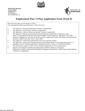Employment Pass S Pass Application Form