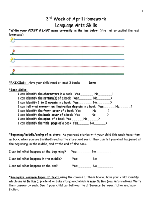 Fillable Online qacblogs 3rd Week of April Homework Language Arts ...