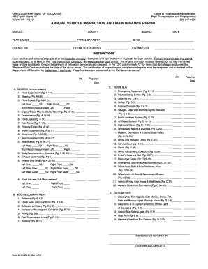 Oregon School Bus Annual Inspection Form