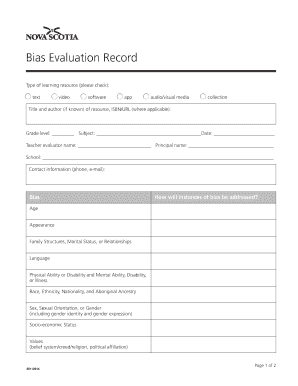 Bias Evaluation Record