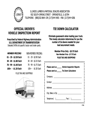 Vehicle Inspection Report and Tie Down Calculator