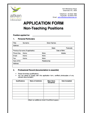 Aitken Non Teaching staff Employment ApplicationForm1 - aitkencollege edu