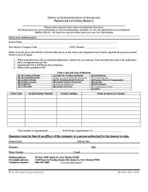 New Mexico Agent Appointment Form