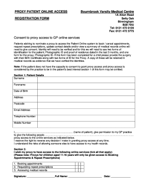 Proxy Patient Online Access Consent Form