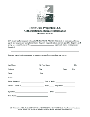 Authorization to Release Information for Lease Guarantor
